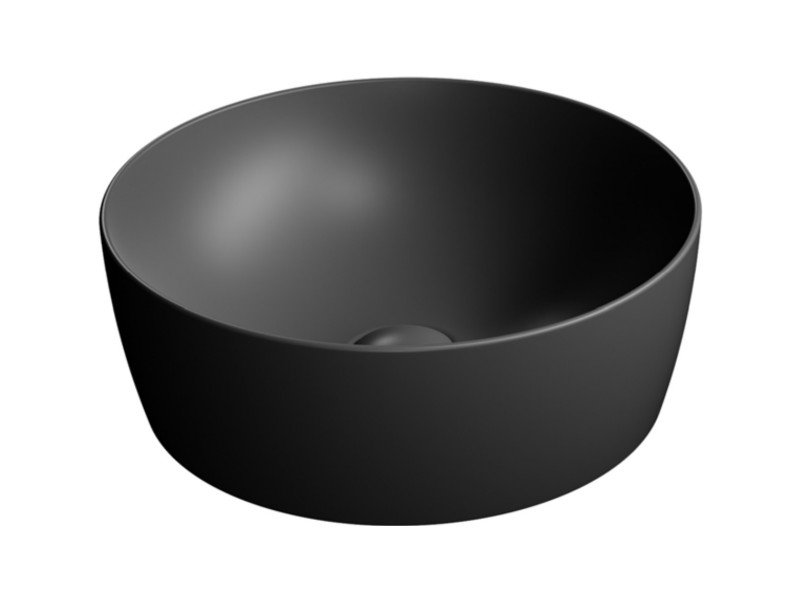 Раковина - чаша накладная круглая GSI NUBES X 903926 400 мм х 400 мм, без отверстия под смеситель, без перелива, чёрная Ardesia матовая