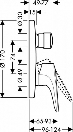 Наружная часть смесителя для ванны Hansgrohe Metropol E 14475000 Хром с переключателем (изделие снято с производства)