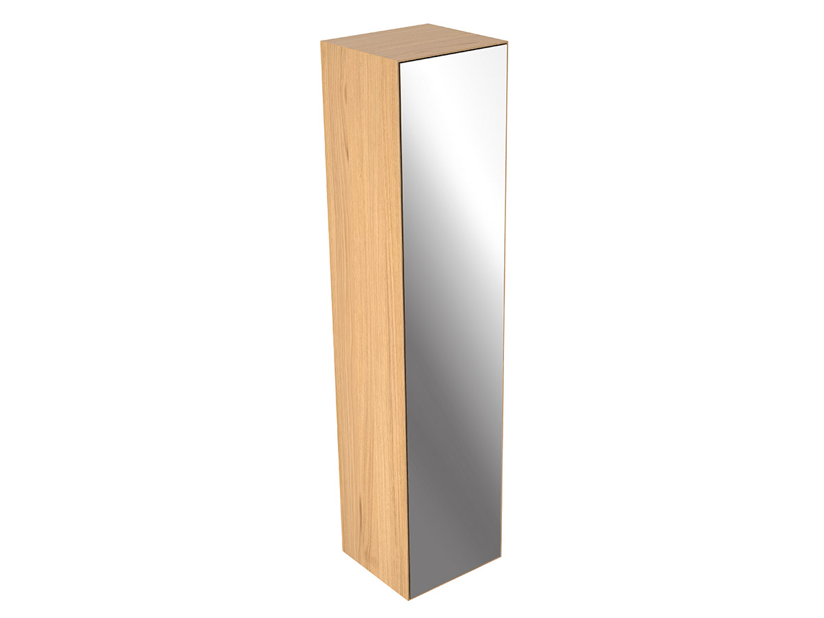 Высокий шкаф-пенал с зеркальным фасадом Keuco Edition Lignatur 33331 700001 400x1750x370 мм 1 дверь петли слева корпус дуб