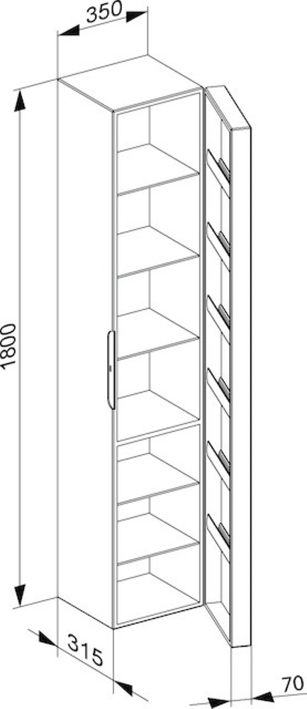 Высокий шкаф-пенал Keuco Edition 300 30310 383802 петли справа корпус и фасад белый структурный лак